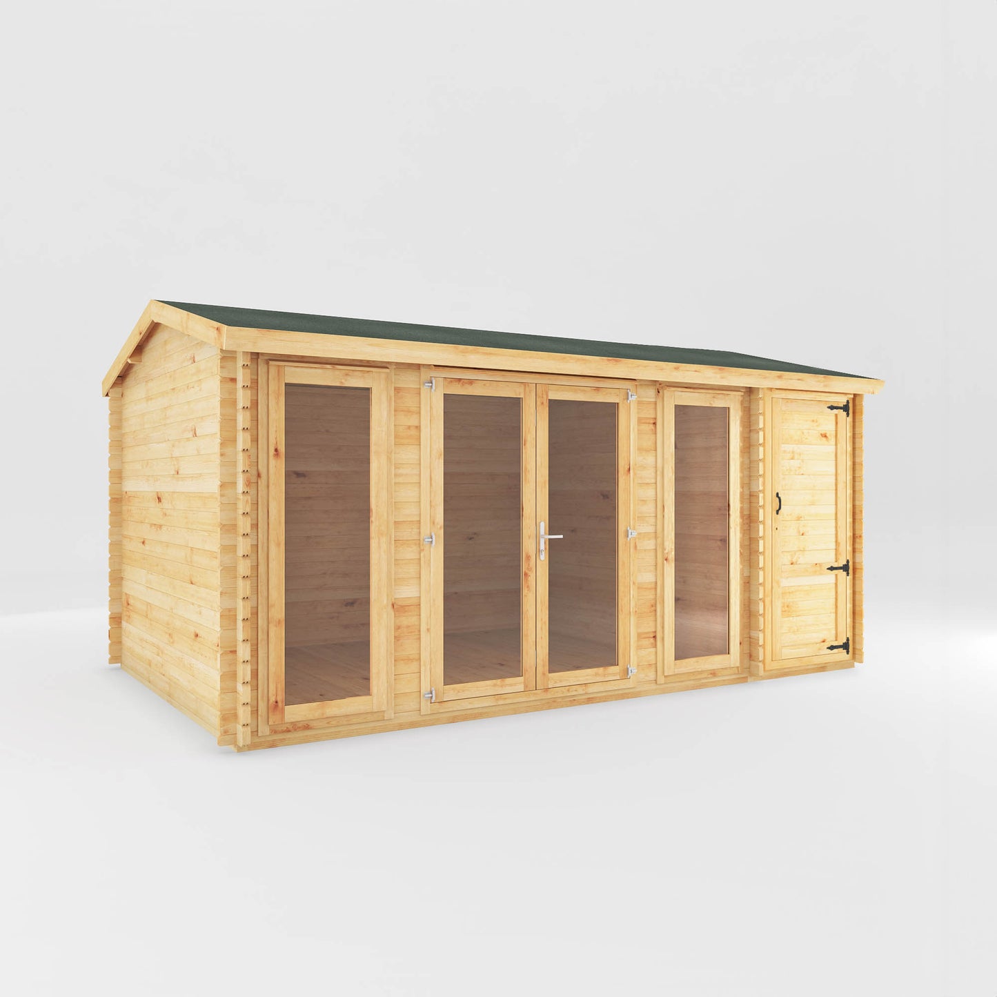 The 5.1m x 3m Dove Log Cabin with Side Shed