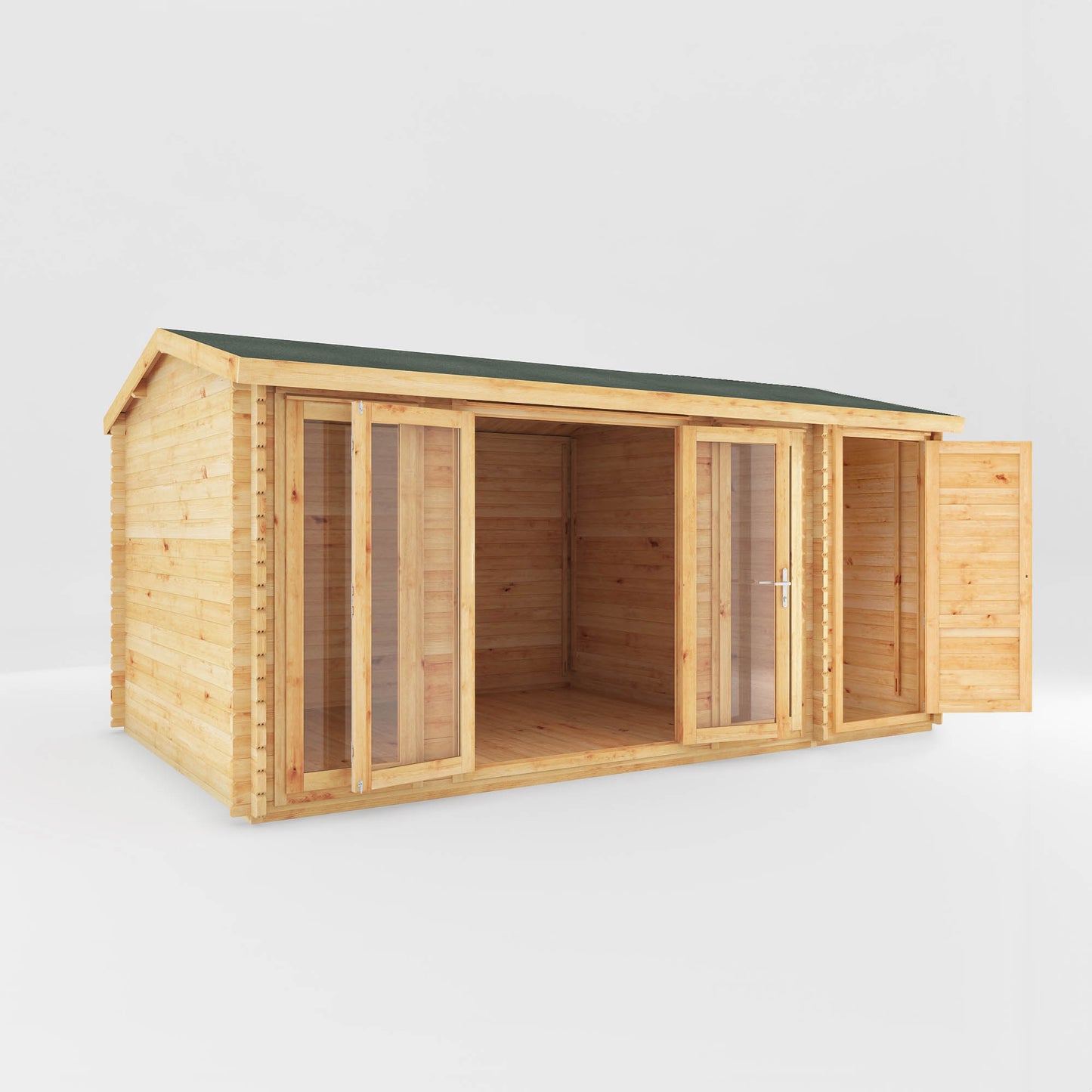 The 5.1m x 3m Dove Log Cabin with Side Shed