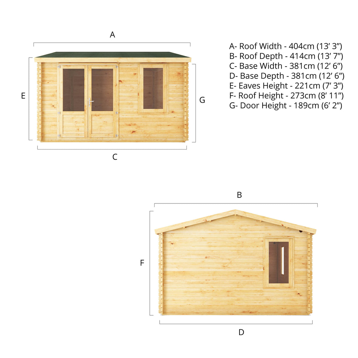Refurbished 4m x 4m 34mm Robin Log Cabin