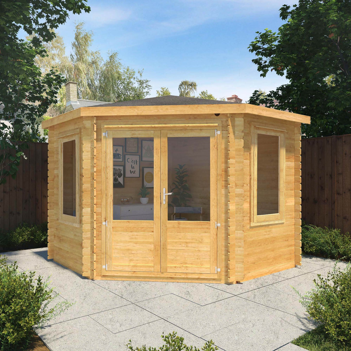 The Goldcrest 3m x 3m Corner Log Cabin