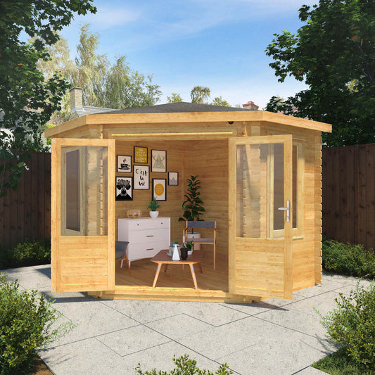 The Goldcrest 3m x 3m Corner Log Cabin