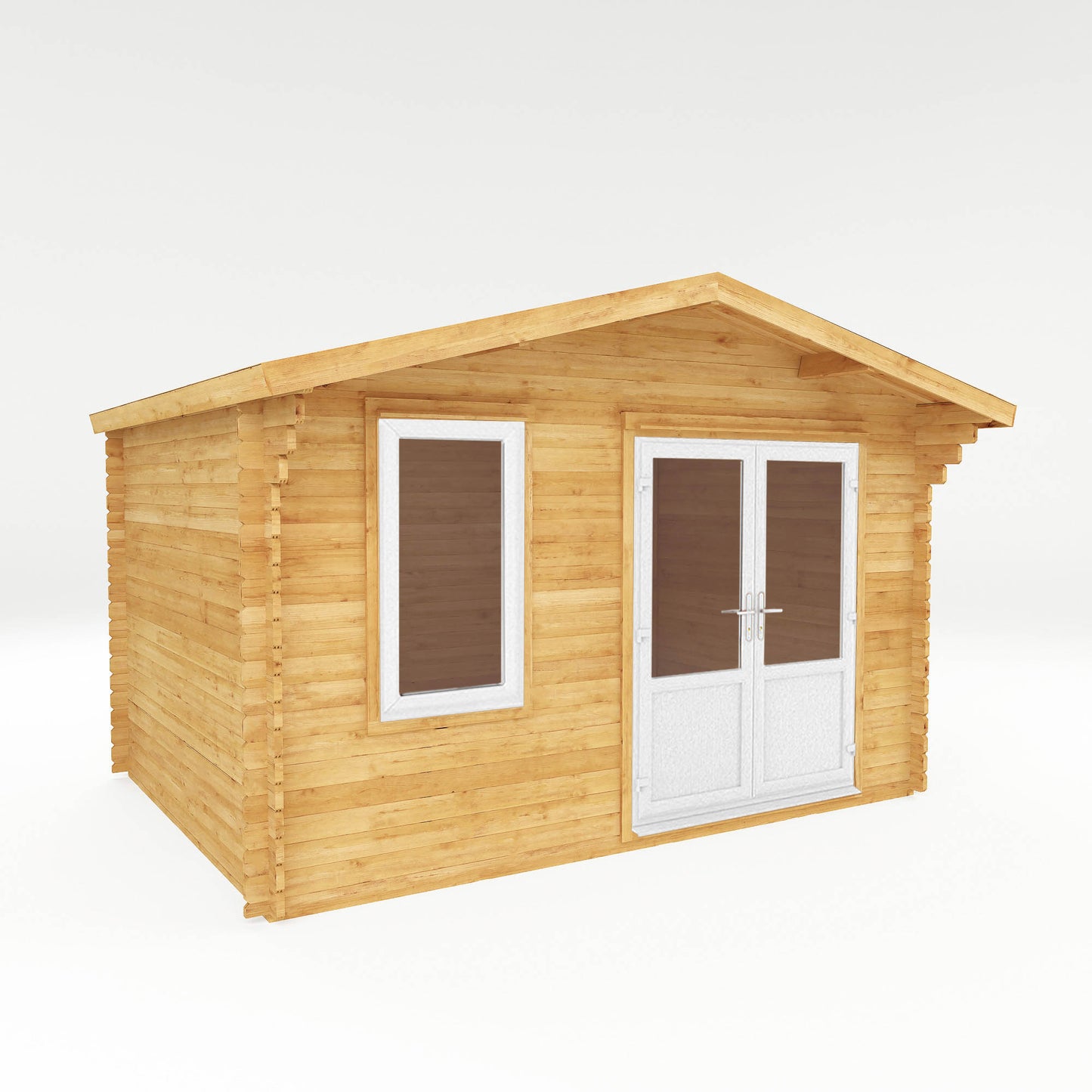 The 4m x 3m Sparrow Log Cabin with White UPVC