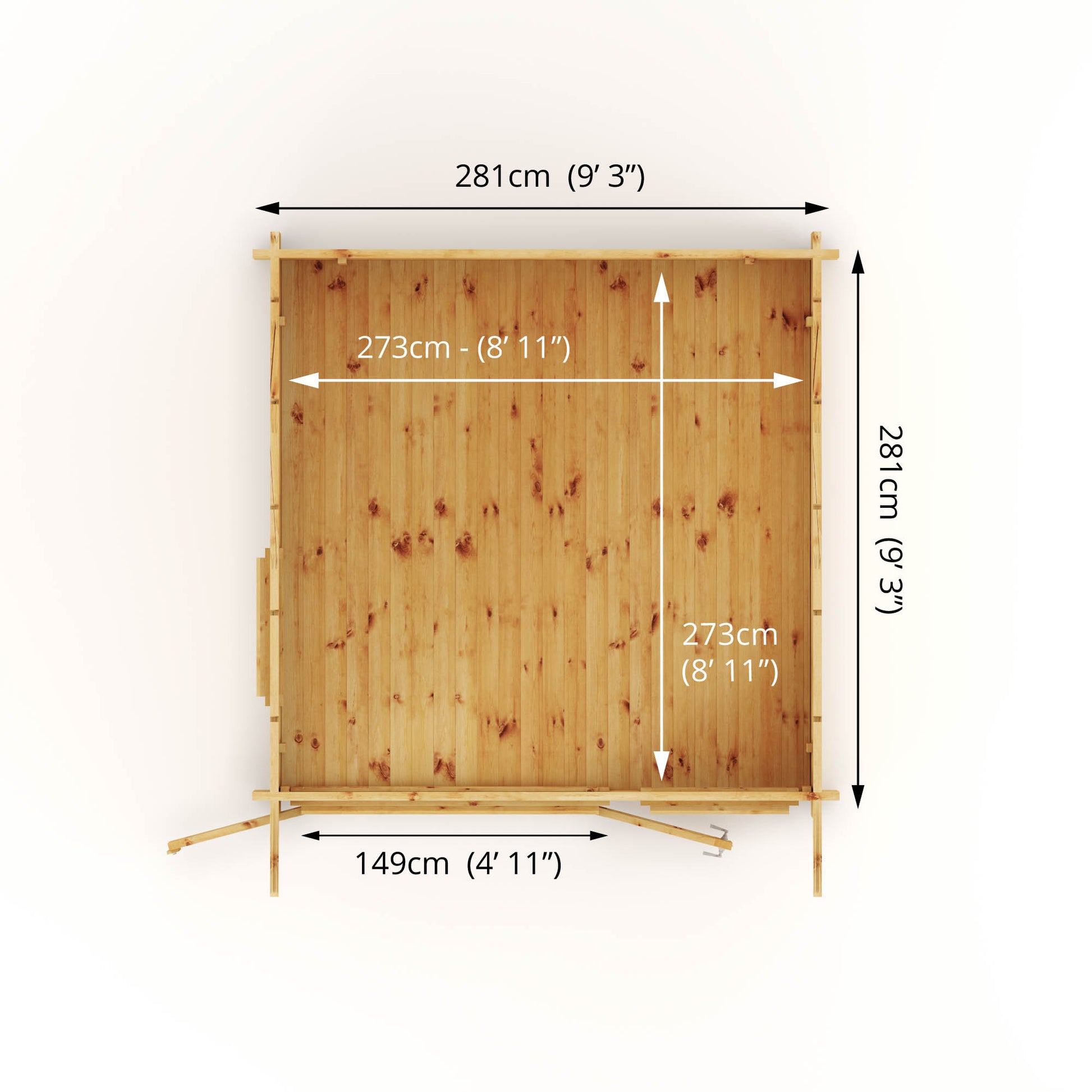 Dimensions of a log cabin from above