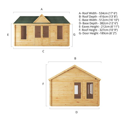 The 5.3m x 4m Grouse Log Cabin