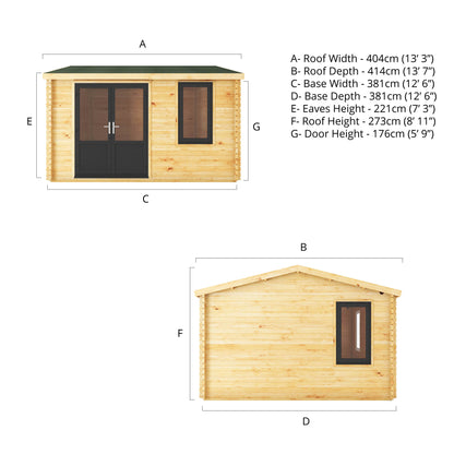 The 4m x 4m Robin Log Cabin with Anthracite UPVC