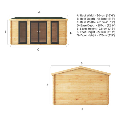The Dove 5m x 4m Log Cabin with Anthracite UPVC