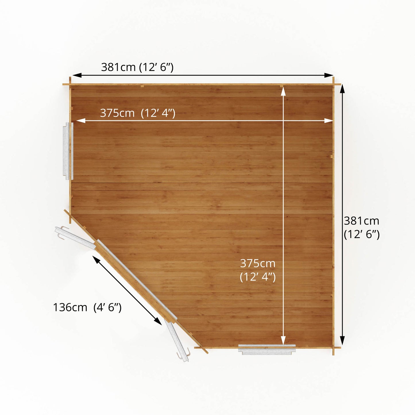 The 4m x 4m Goldcrest Corner Log Cabin with White UPVC