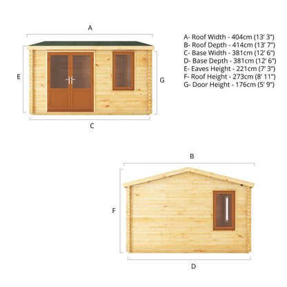 The 4m x 4m Robin Log Cabin with Oak UPVC