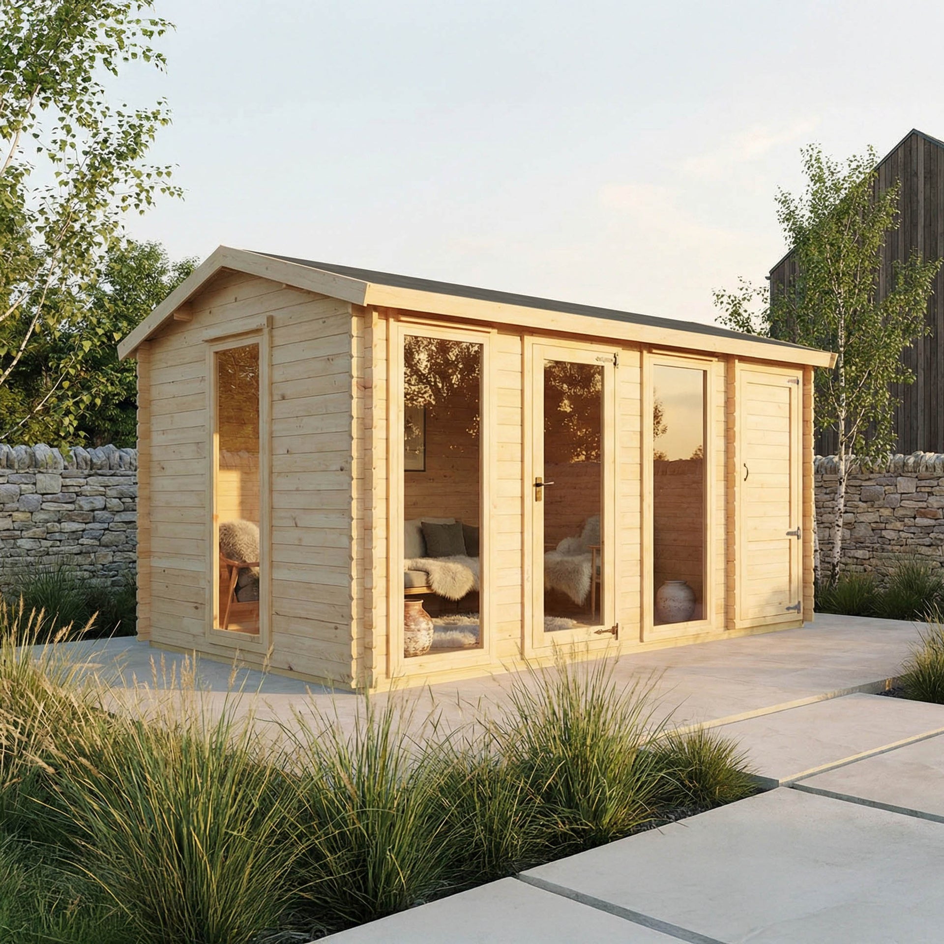 Value 19mm Reverse Apex Log Cabin Side Shed