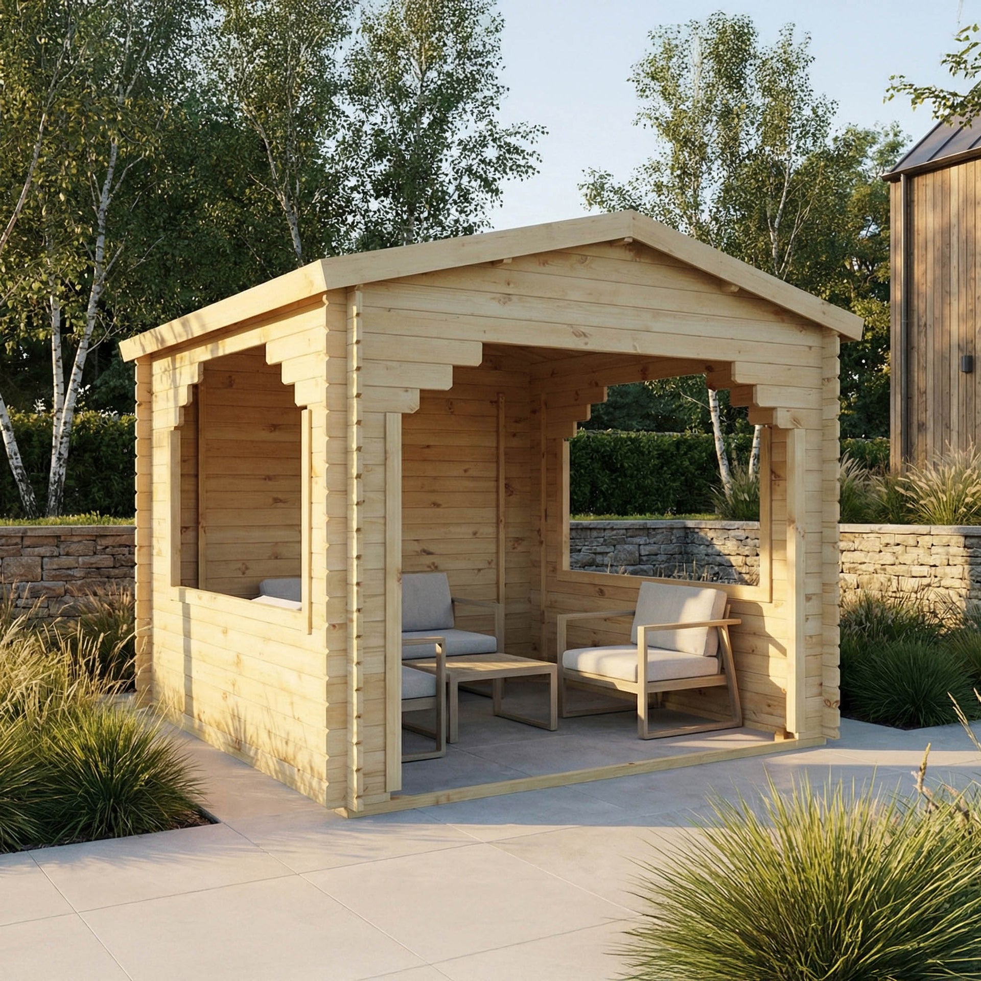 3m x 3m Log Cabin Gazebo 28mm