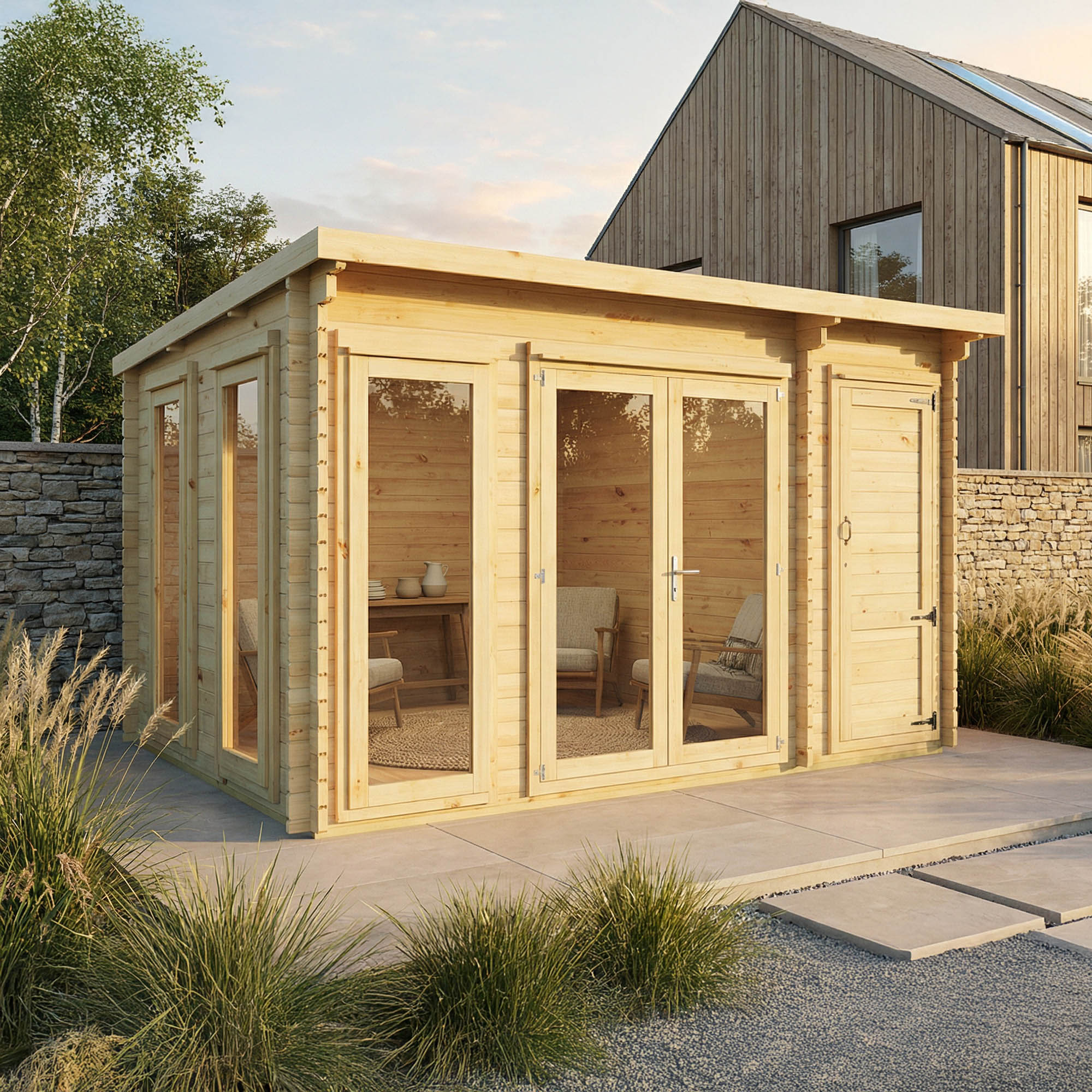The Wren Log Cabin with Side Shed