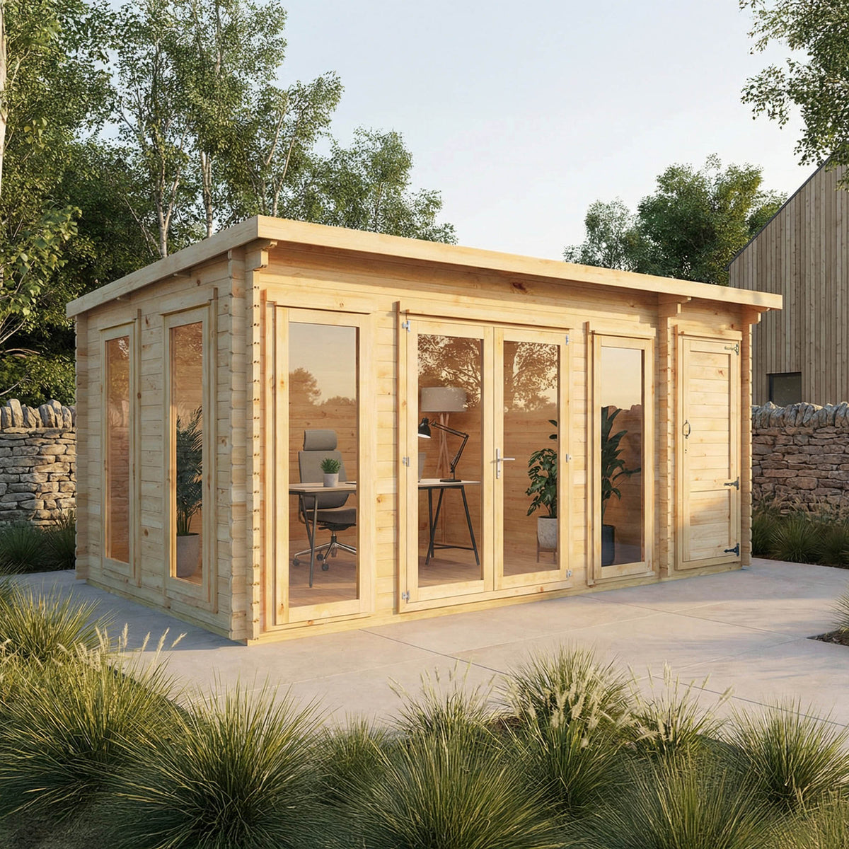 The Wren Log Cabin with Side Shed