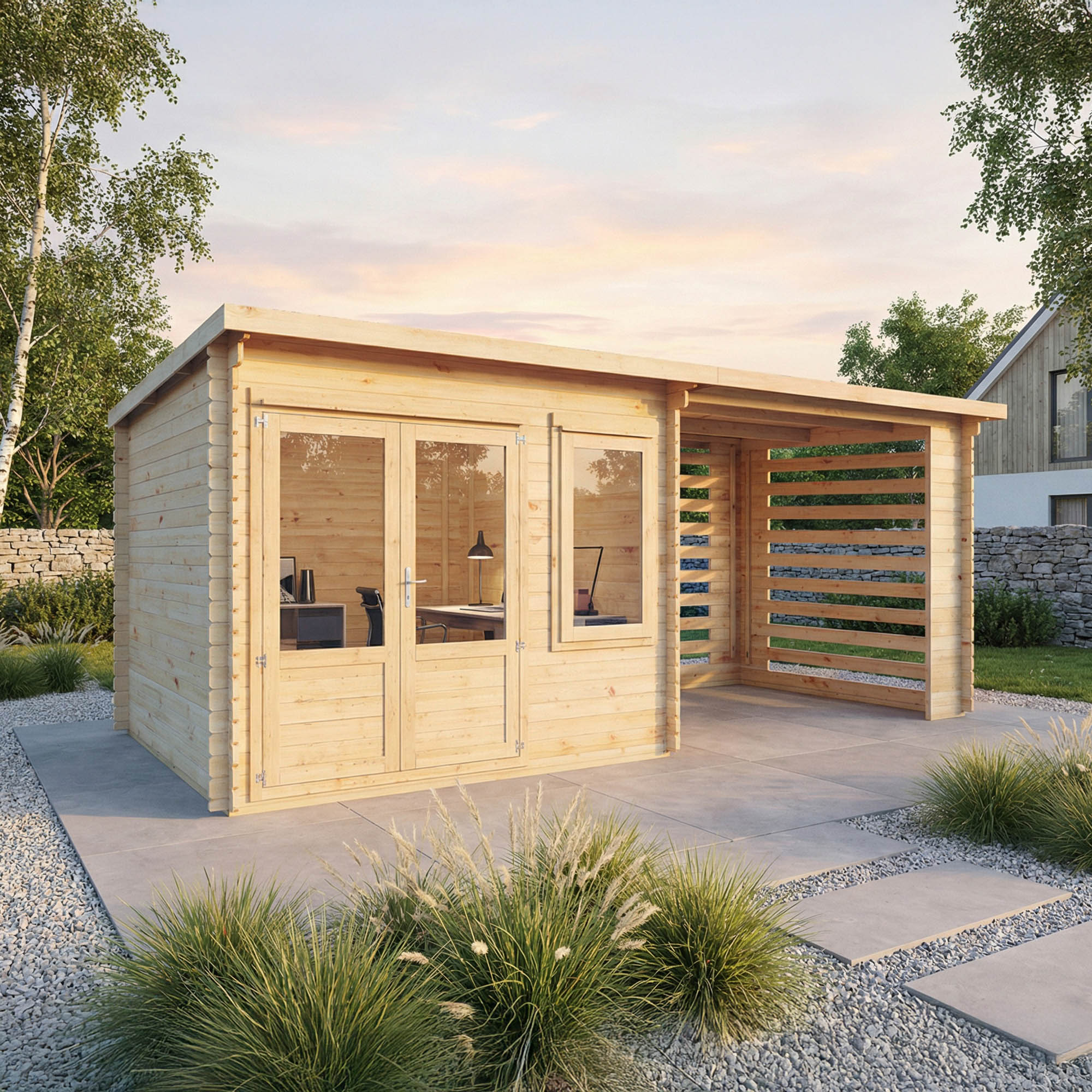 6m x 3m Cuckoo Log Cabin With Slatted Area - 28mm
