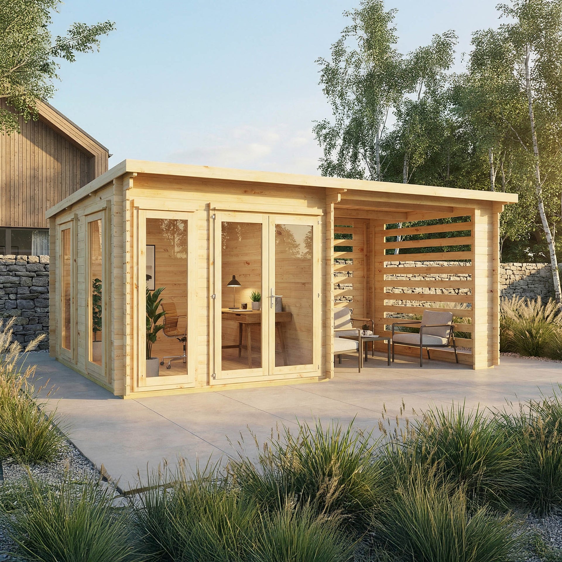 Wren Log Cabin Slatted Area