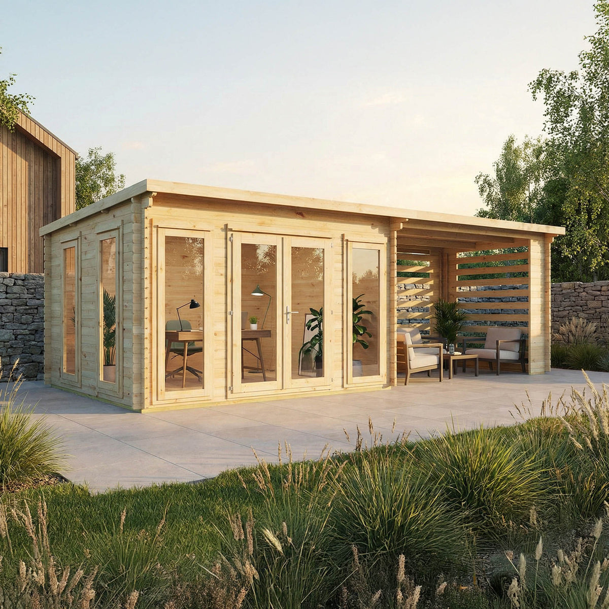 The Wren Log Cabin with Slatted Area