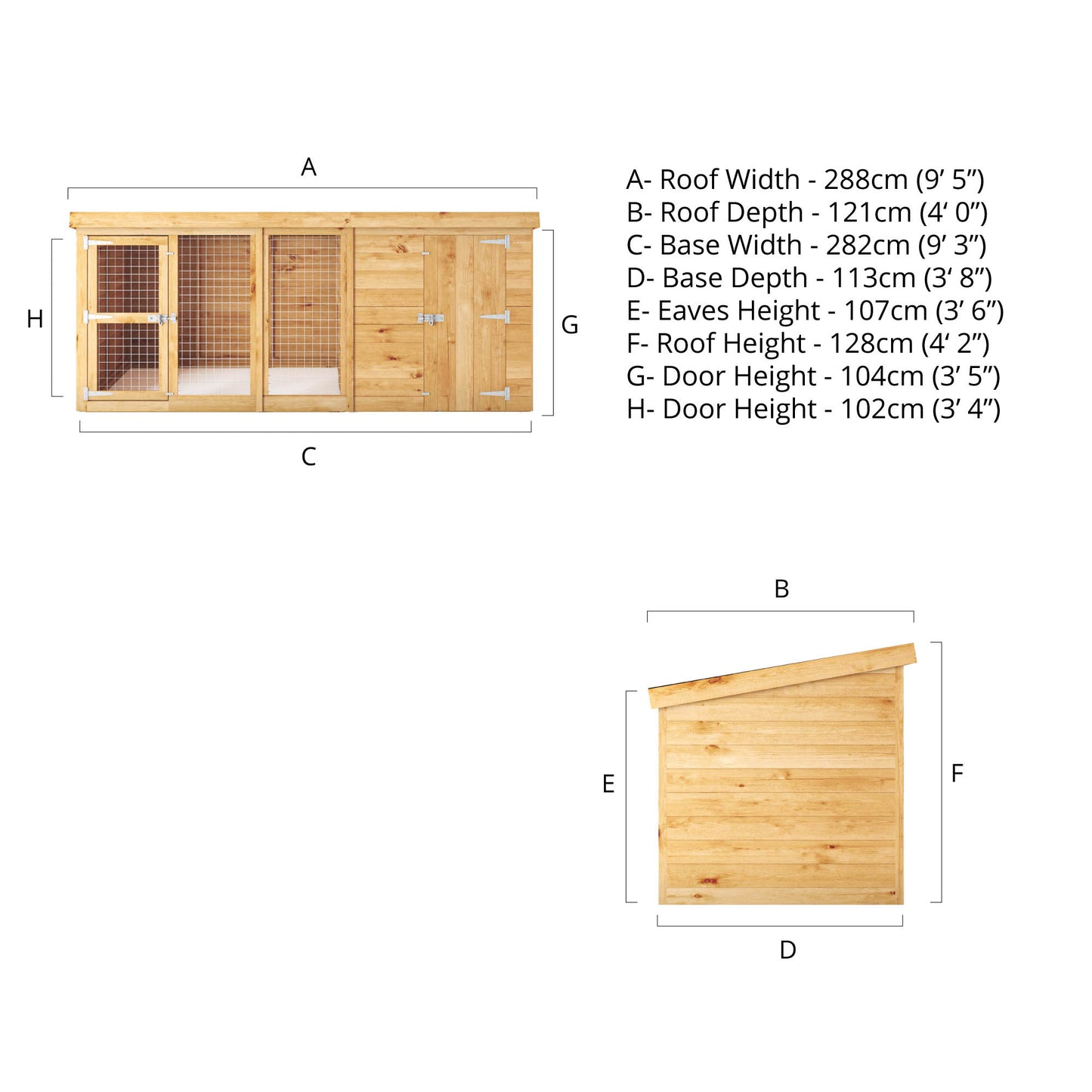 10 x 4 Berkshire Dog Run & Kennel