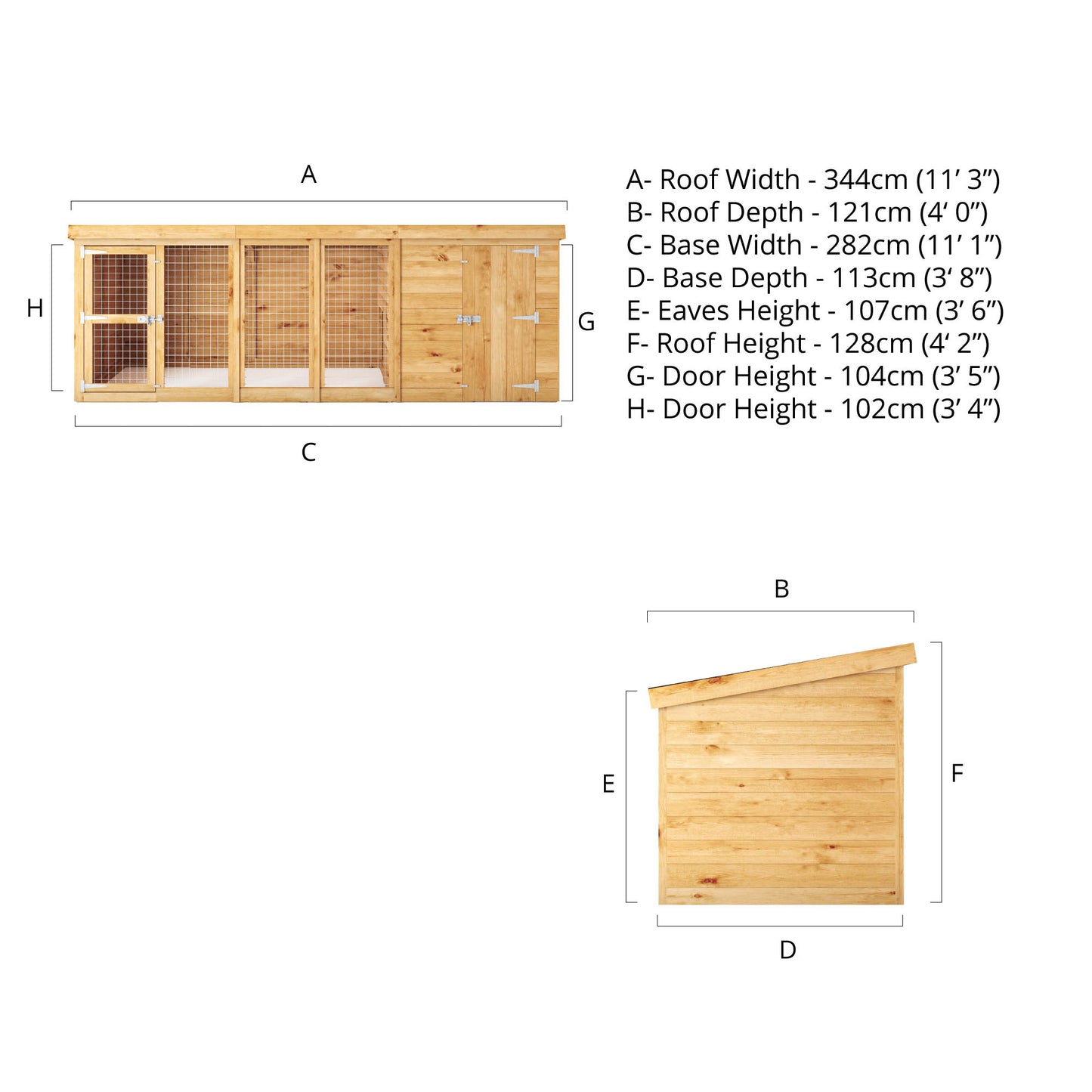 12 x 4 Berkshire Dog Run & Kennel