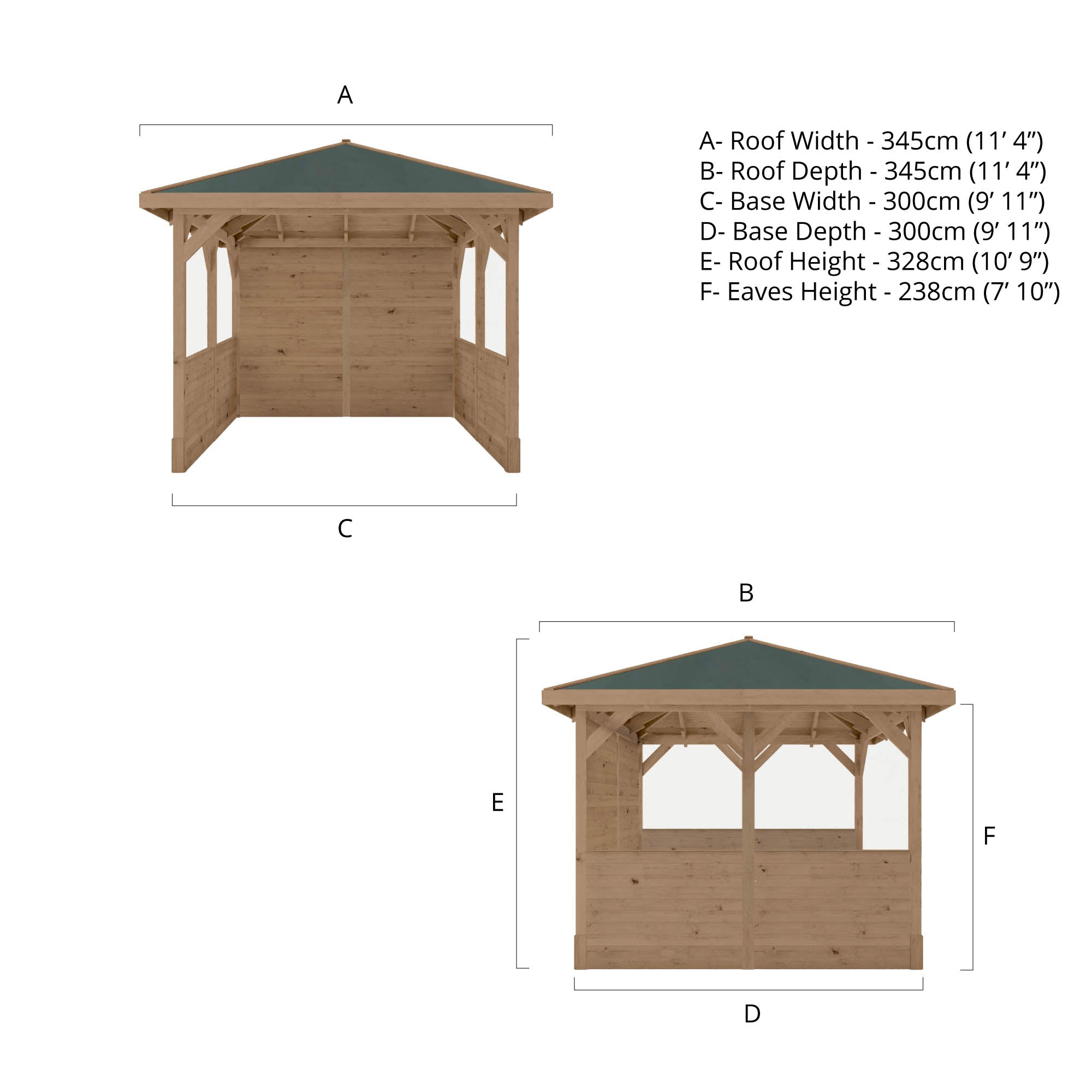 3m x 3m Pressure Treated Gazebo With Panels