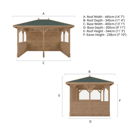 4m x 3m Pressure Treated Gazebo With Panels