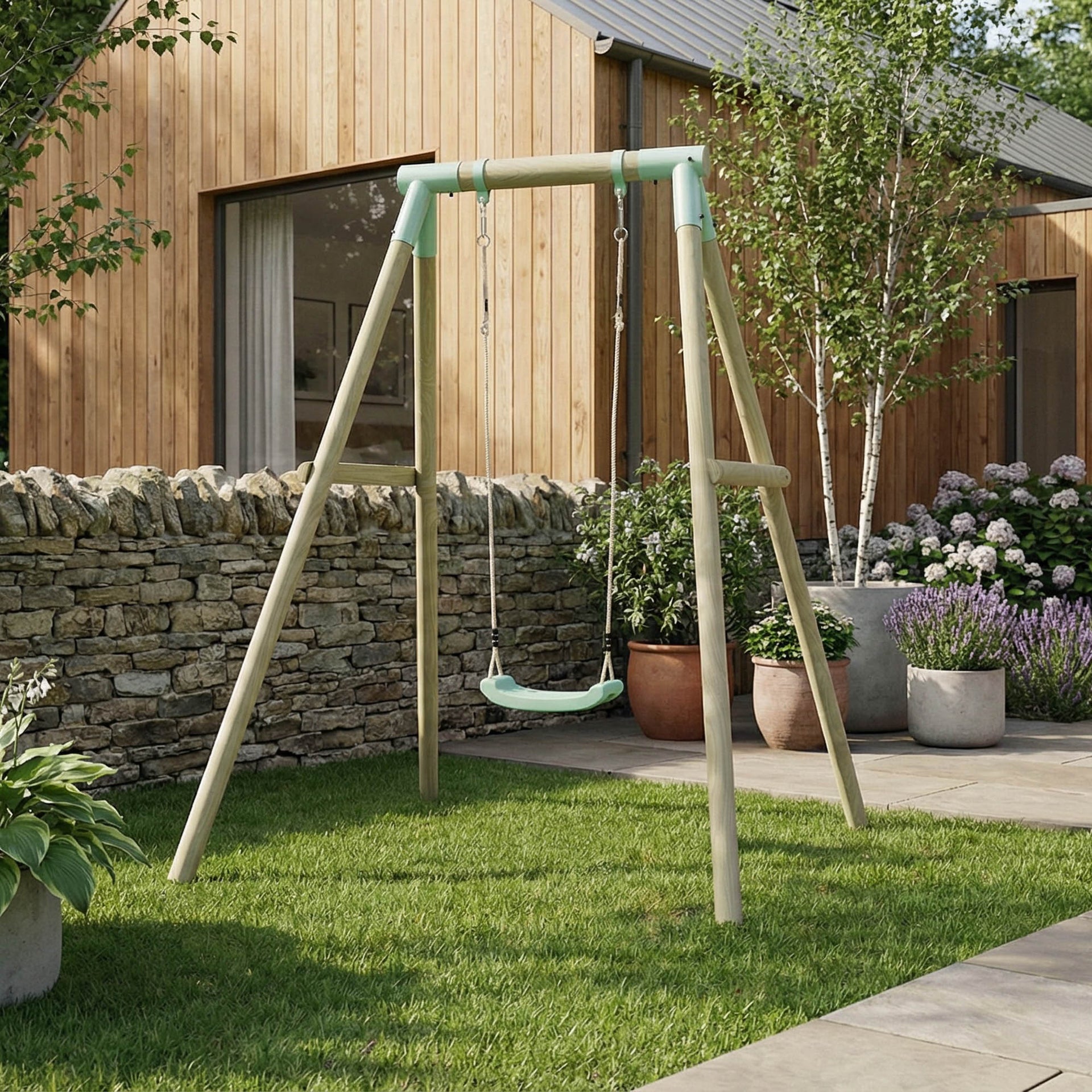 Single Wooden Swing Evergreen I