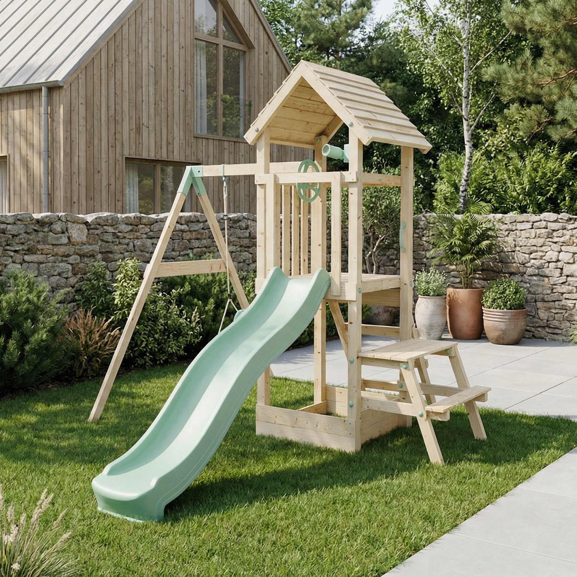 Climbing Frame Single Swing & Picnic Table Bramblewick Forest II