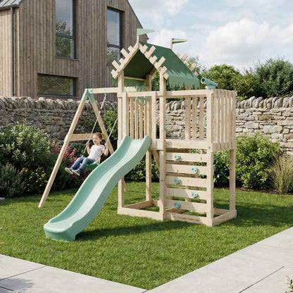 Extended Climbing Frame With Single Swing - Whispering Woods I