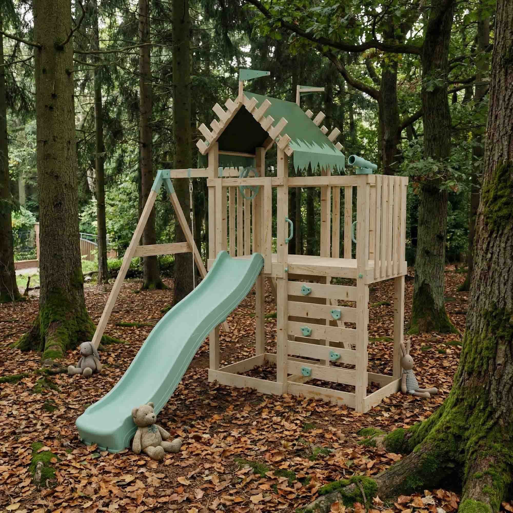 Extended Climbing Frame With Single Swing - Whispering Woods I