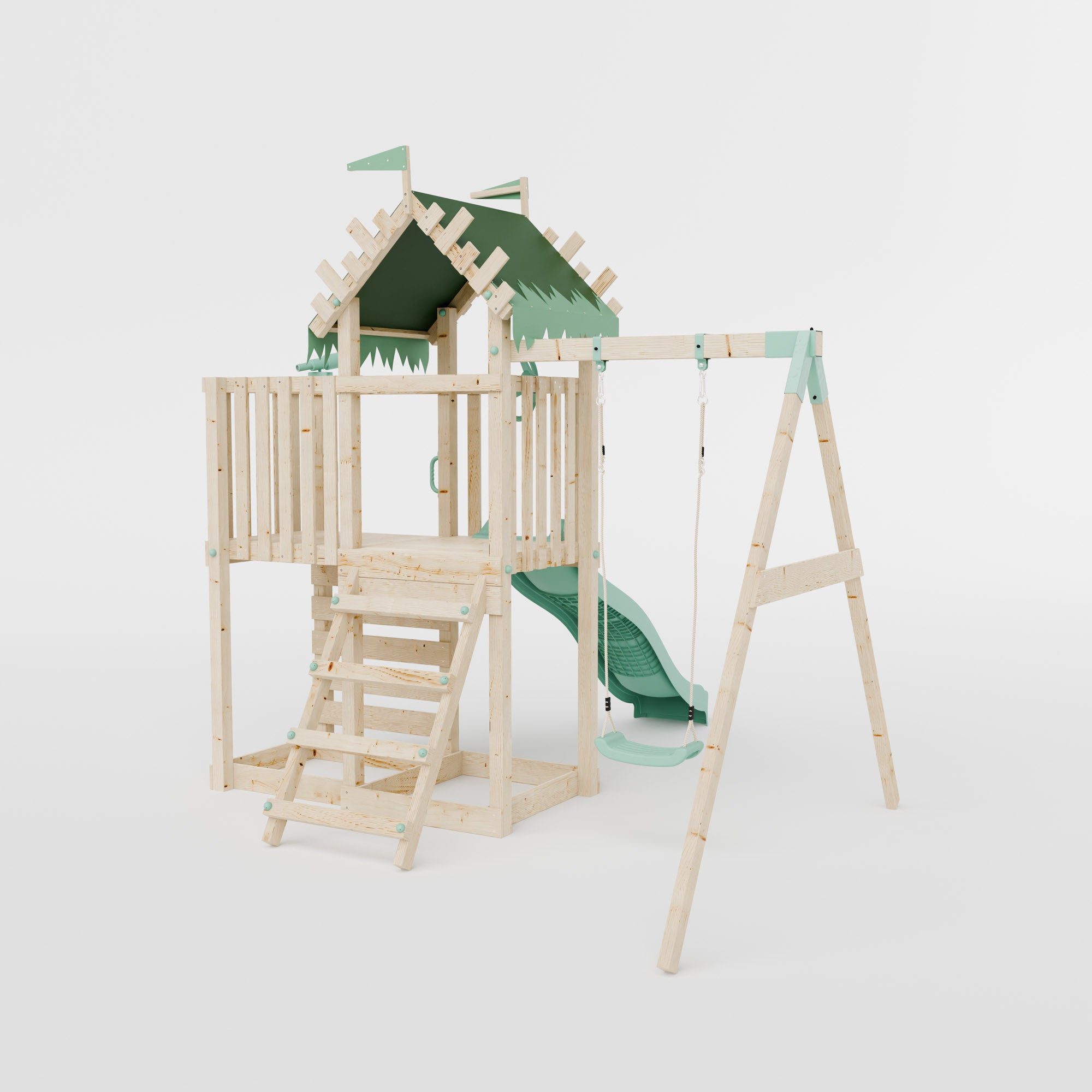 Extended Climbing Frame With Single Swing - Whispering Woods I
