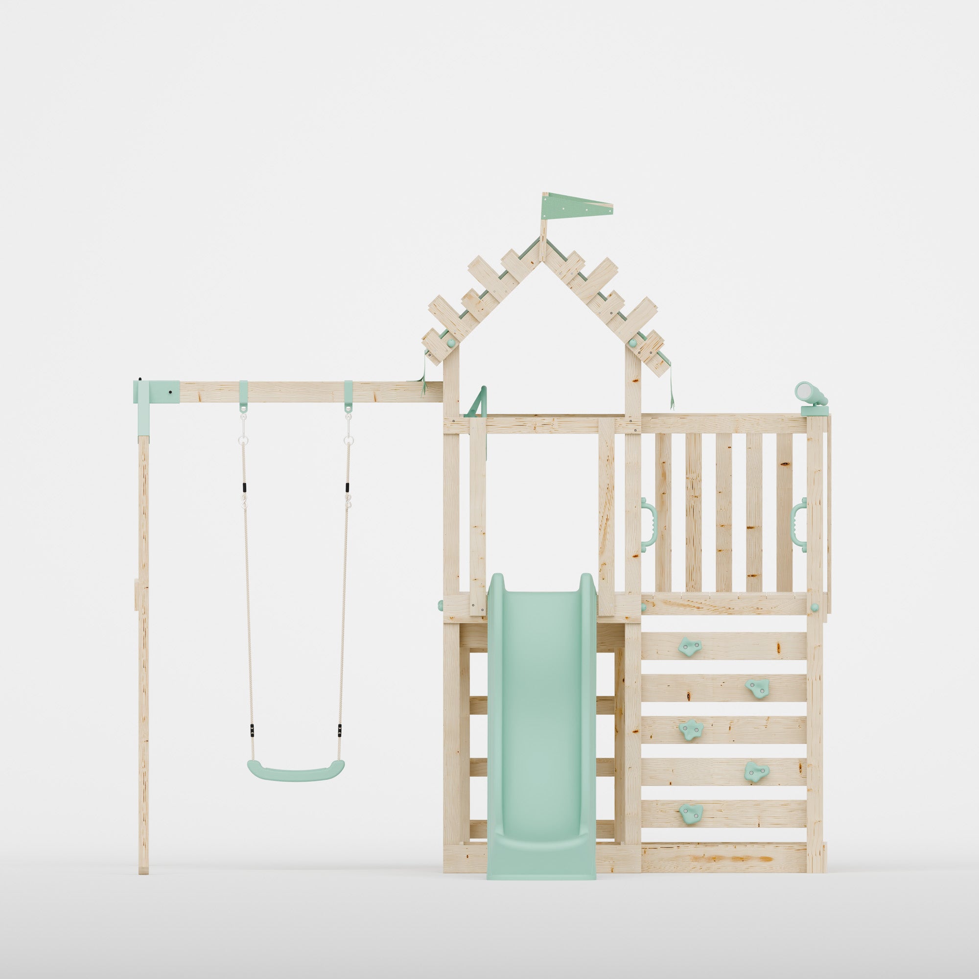 Extended Climbing Frame With Single Swing - Whispering Woods I