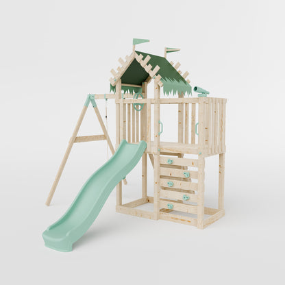 Extended Climbing Frame With Single Swing - Whispering Woods I