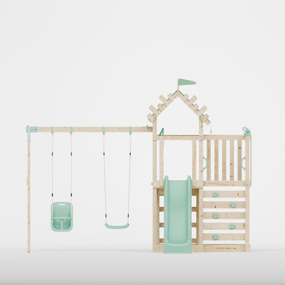 Extended Climbing Frame With Double Swing - Whispering Woods IV
