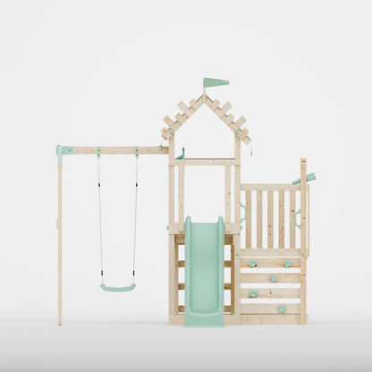 Climbing Frame & Step Up With Single Swing - Redwood Rise I