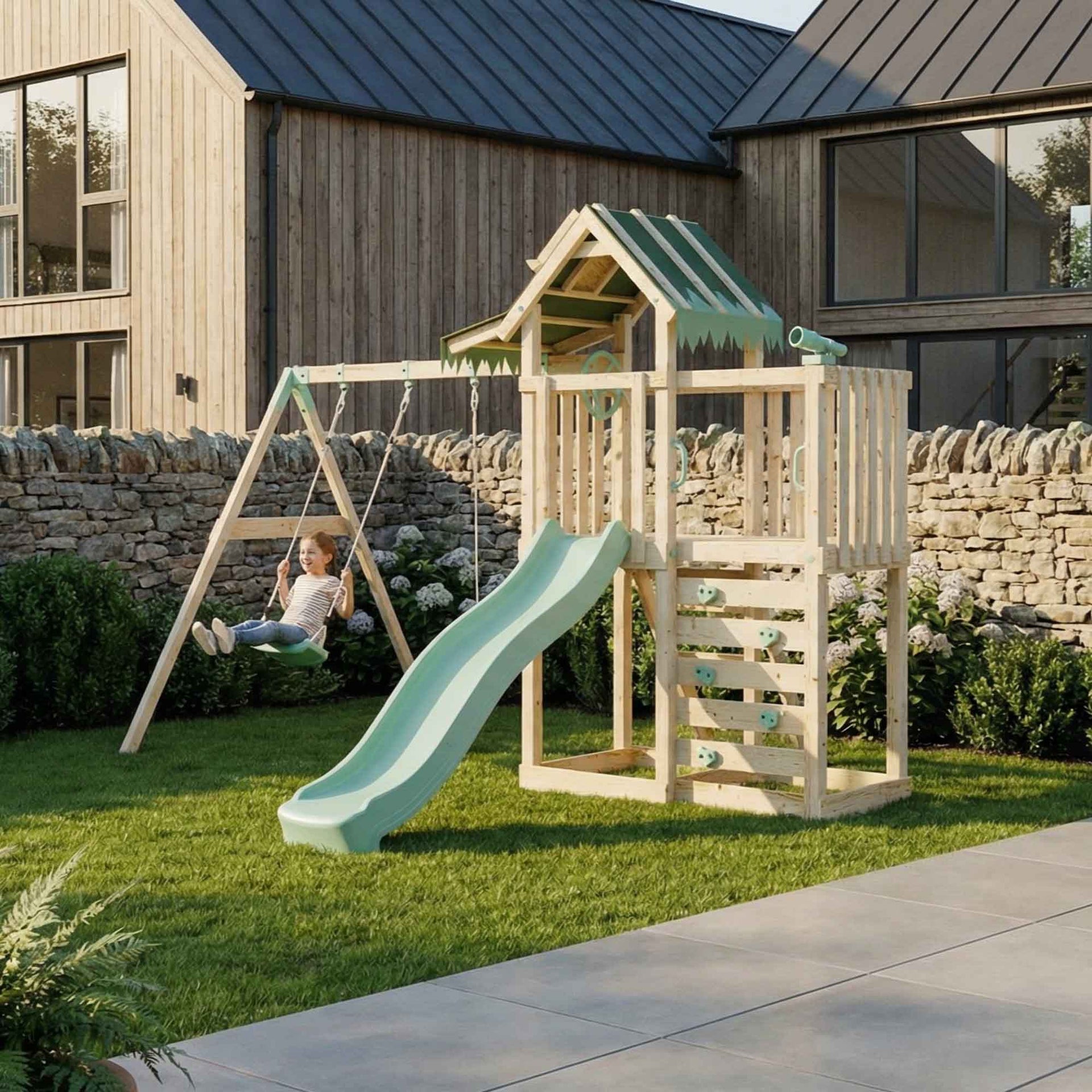 Extended Climbing Frame Double Swing Eldertree Forest VII