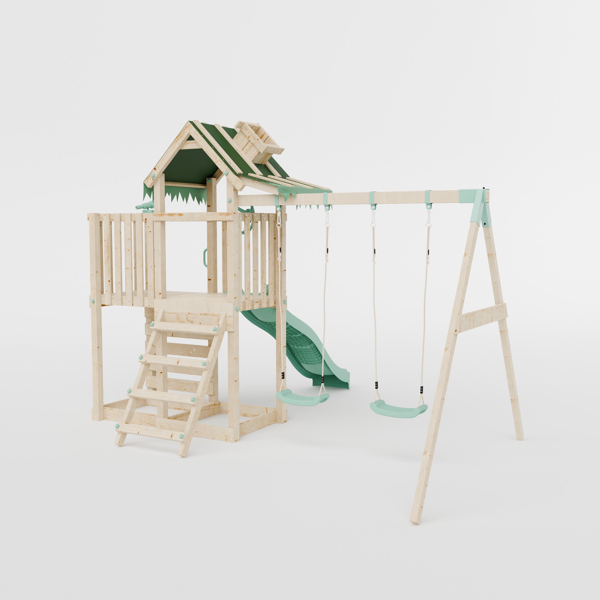 Extended Climbing Frame With Double Swing - Squirrel’s Nest III