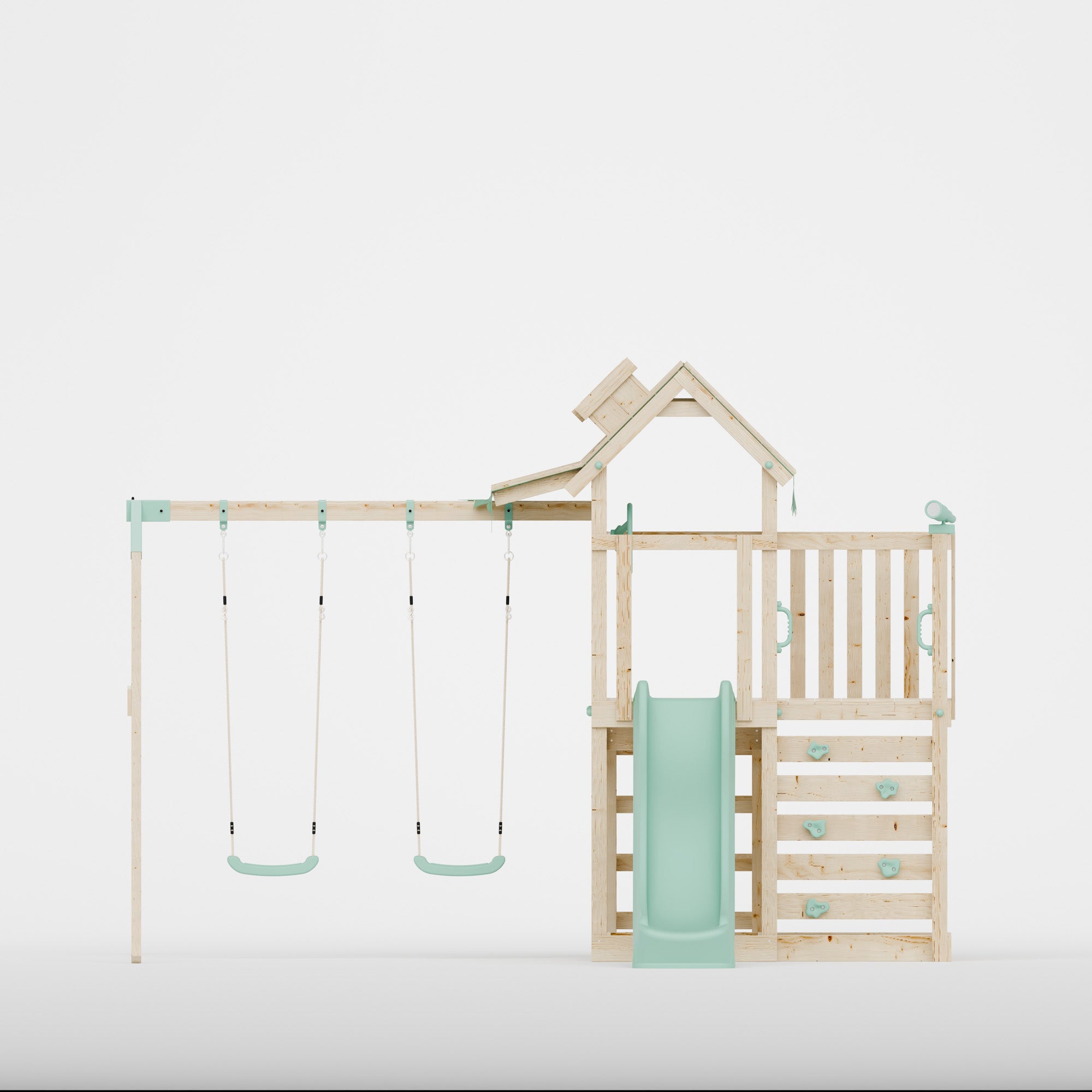 Extended Climbing Frame With Double Swing - Squirrel’s Nest III