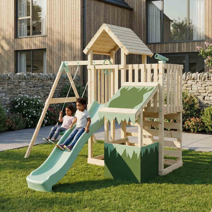 Extended Climbing Frame With Single Swing & Shop - Moonlit Hollow I