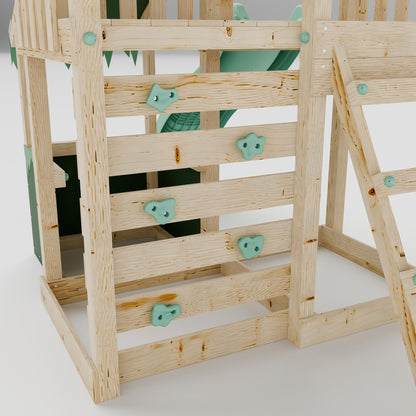 Extended Climbing Frame With Single Swing & Shop - Moonlit Hollow I