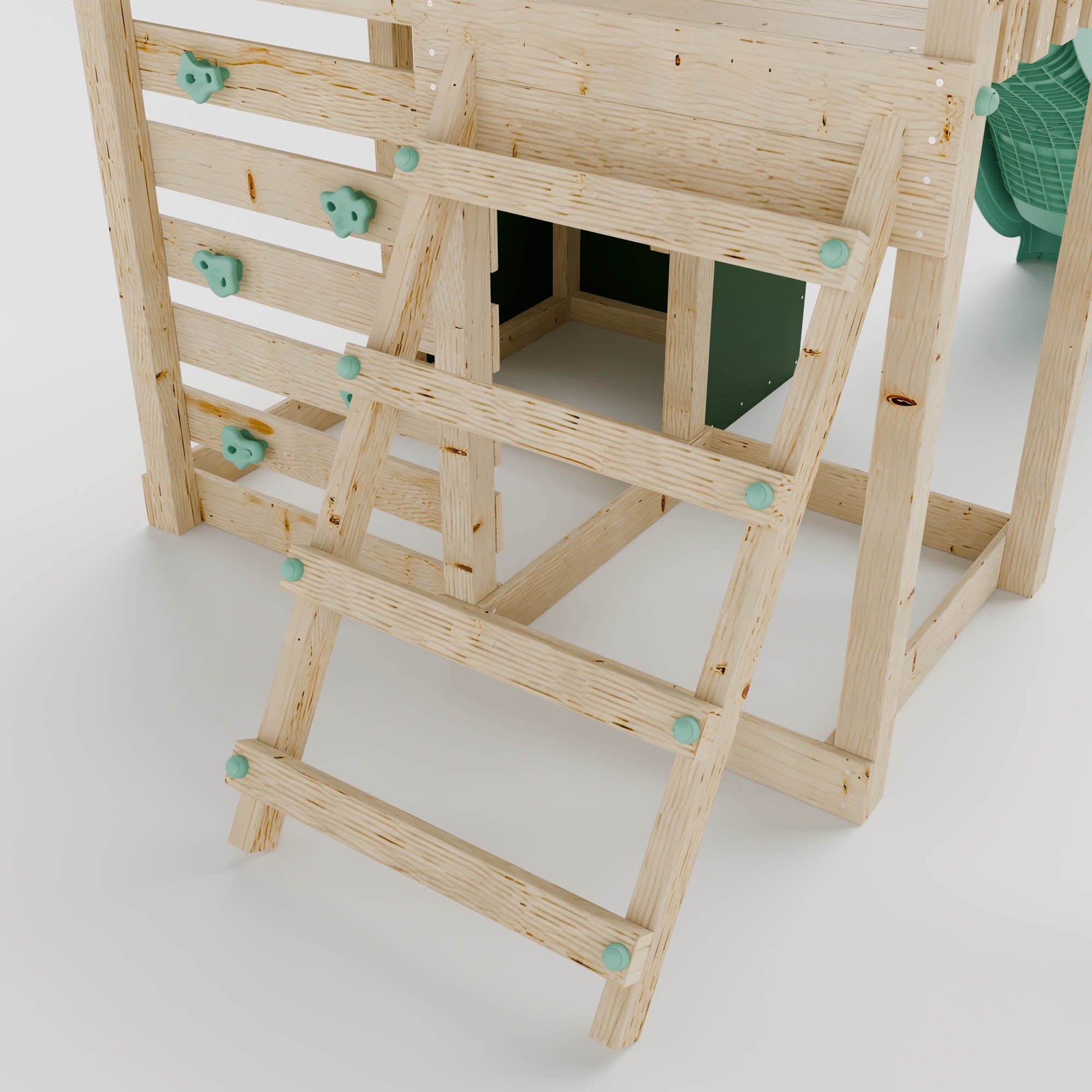 Extended Climbing Frame With Single Swing & Shop - Moonlit Hollow I
