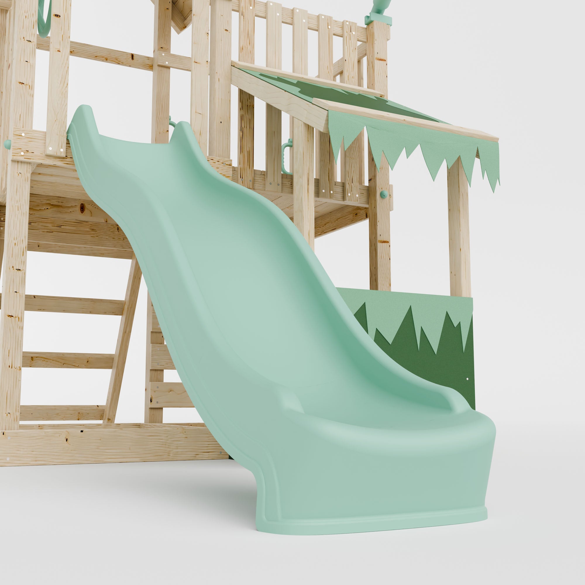 Extended Climbing Frame With Single Swing & Shop - Moonlit Hollow I
