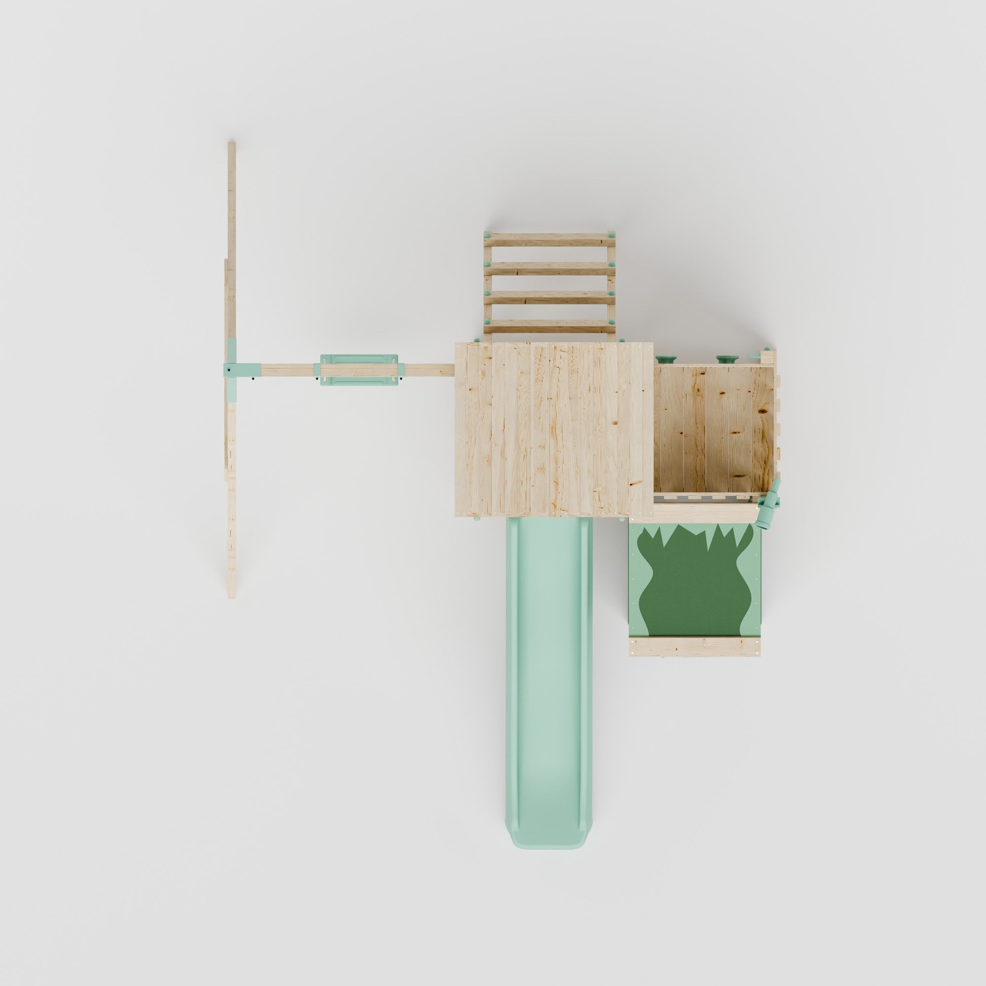 Extended Climbing Frame With Single Swing & Shop - Moonlit Hollow I