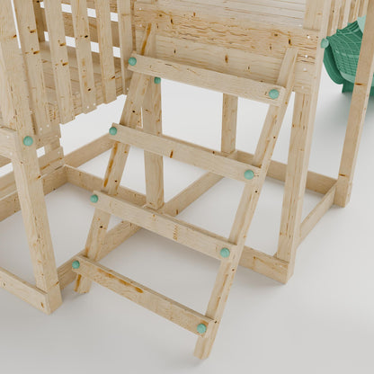 Extended Climbing Frame With Step Up, Single Swing & Climbing Wall - Maplewood V