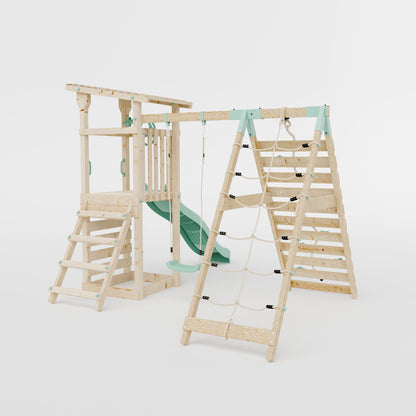 Climbing Frame With Single Swing & Climbing Wall - Willow Way V