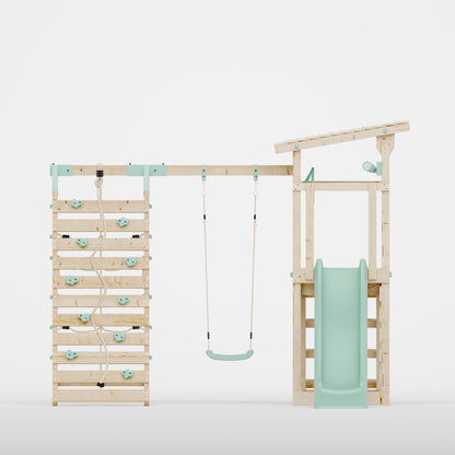 Climbing Frame With Single Swing & Climbing Wall - Willow Way V