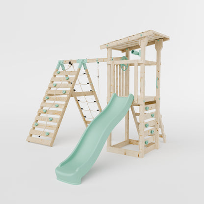 Climbing Frame With Single Swing & Climbing Wall - Willow Way V