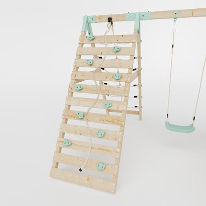 Climbing Frame With Single Swing & Climbing Wall - Willow Way V