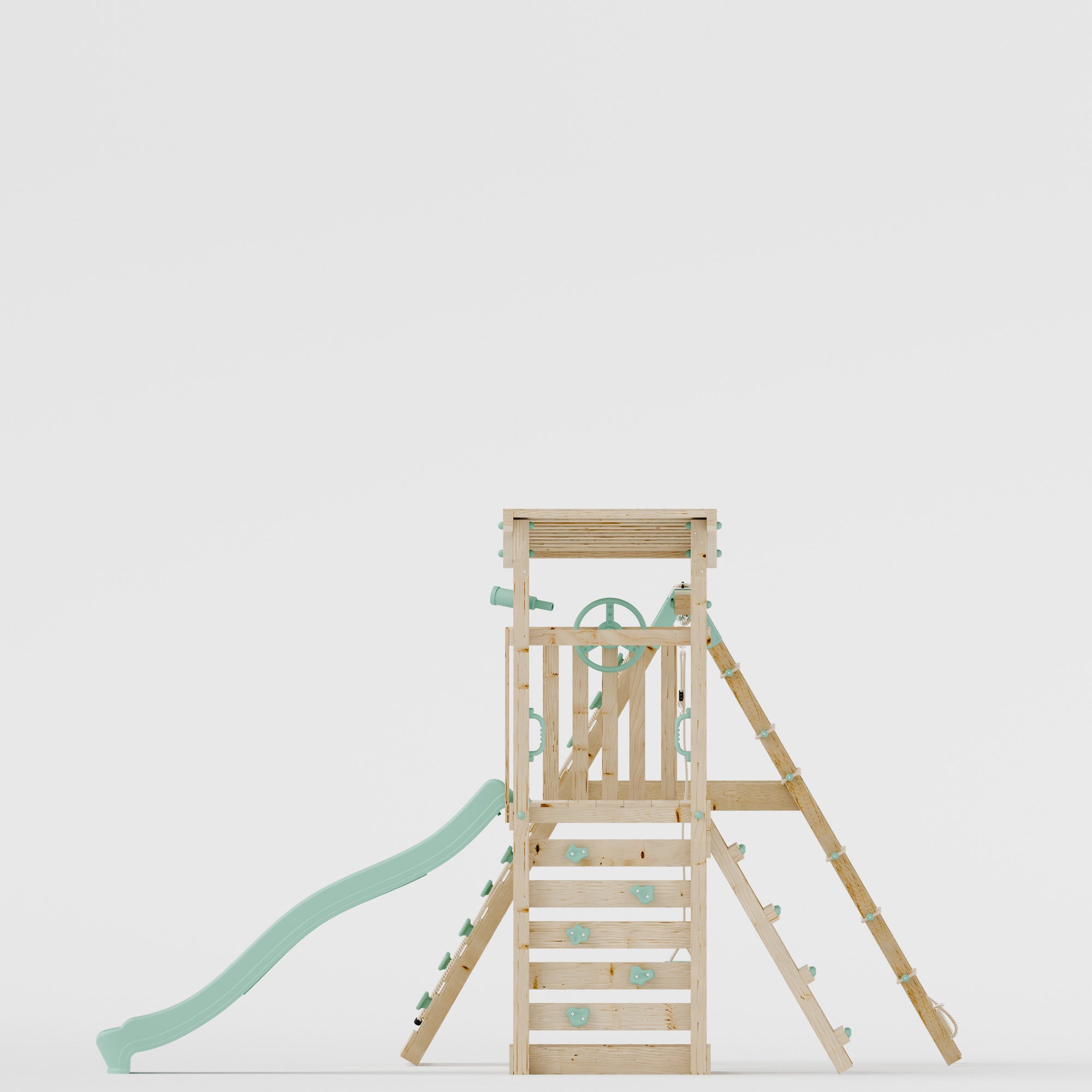 Climbing Frame With Single Swing & Climbing Wall - Willow Way V
