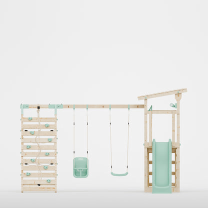 Climbing Frame With Double Swing & Climbing Wall - Willow Way VIII