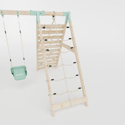 Climbing Frame With Double Swing & Climbing Wall - Willow Way VIII