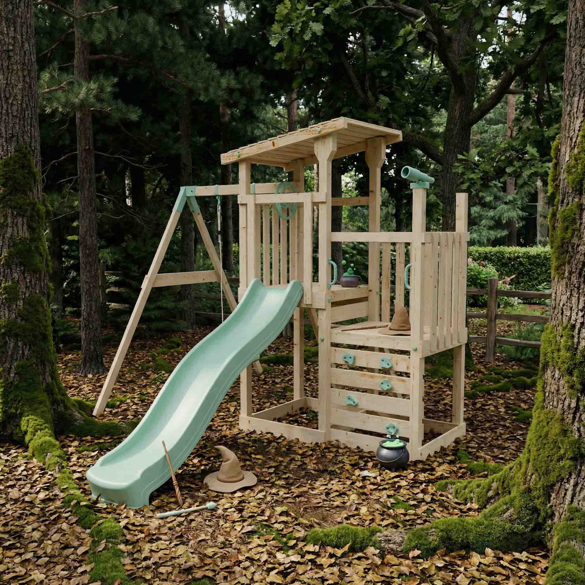 Climbing Frame With Step Up & Single Swing - Acorn Valley I