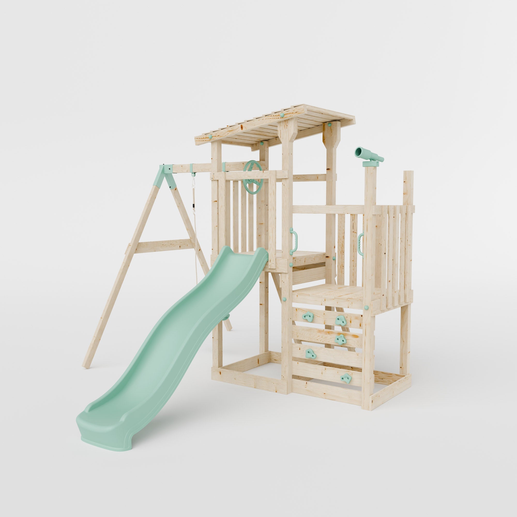 Climbing Frame With Step Up & Single Swing - Willow Way IV